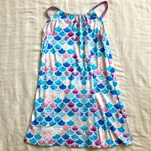 Mermaid scale sundress, watercolor print, beach coverup, size 6, so soft!